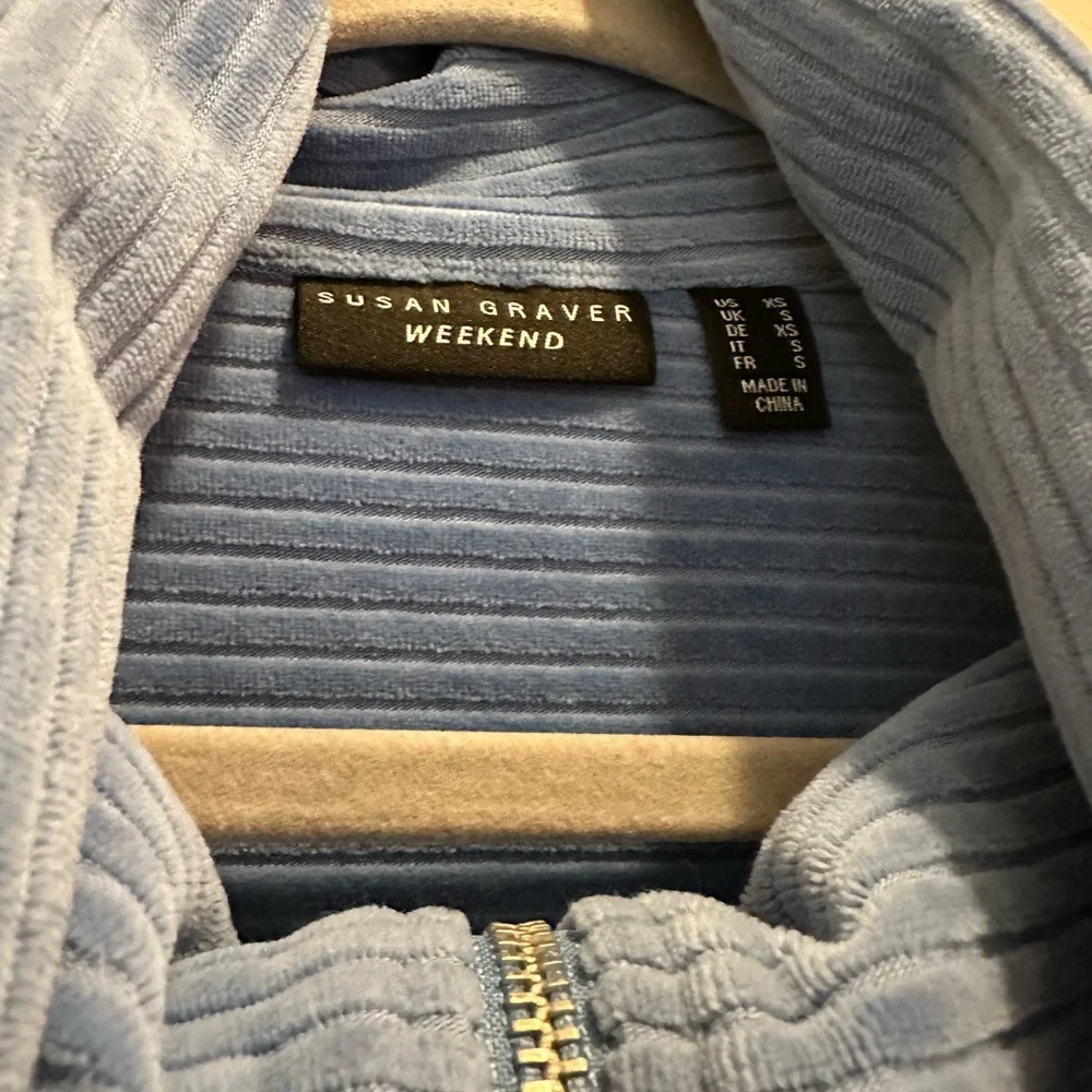 Susan Graver Light Blue Ribbed Jacket - Picture 2 of 6